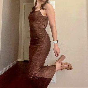 Commense long glitter strap dress